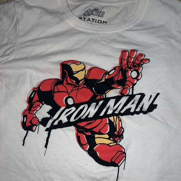 Marvel STATION Iron Man White T-shirt - Picture 2 of 3